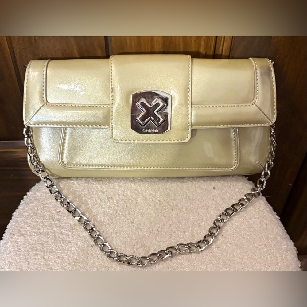 Calvin Klein Cream Chain Shoulder Bag/Clutch